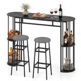 60 Inch Dining Table and 2 Upholstered Barstools with Faux Marble Tabletop