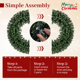 Corona de Navidad Artificial Preiluminada de 60 Pulgadas 200 Luces LED Blanco Cálido
