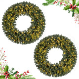 Corona de Navidad Artificial Preiluminada de 60 Pulgadas 200 Luces LED Blanco Cálido