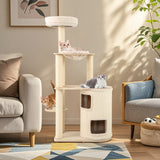 Árbol para gatos de 60 pulgadas de alto con condominio de 2 pisos y postes rascadores de sisal - Natural