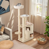 Árbol para gatos de 60 pulgadas de alto con condominio de 2 pisos y postes rascadores de sisal - Natural