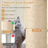 Árbol para gatos de 60 pulgadas de alto con condominio de 2 pisos y postes rascadores de sisal - Natural