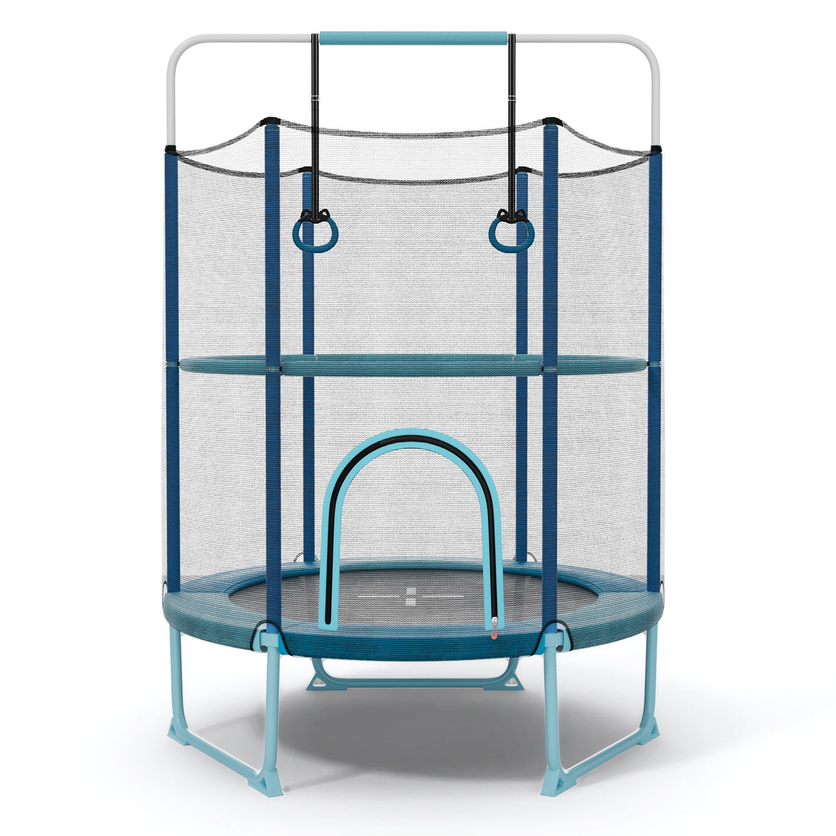 60 Inch Trampoline with Gymnastic Bar and Rings for Kids