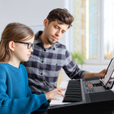 Teclado electrónico de 61 teclas con 3 modos de enseñanza, pantalla LED y teclado dual