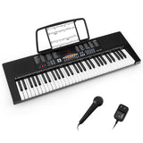 Teclado electrónico de 61 teclas con 3 modos de enseñanza, pantalla LED y teclado dual