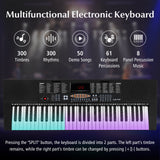 Teclado electrónico de 61 teclas con 3 modos de enseñanza, pantalla LED y teclado dual