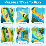 Tobogán Hinchable de Agua Temática Tropical con Doble Rampa, Parque Acuático, Excluye Soplador