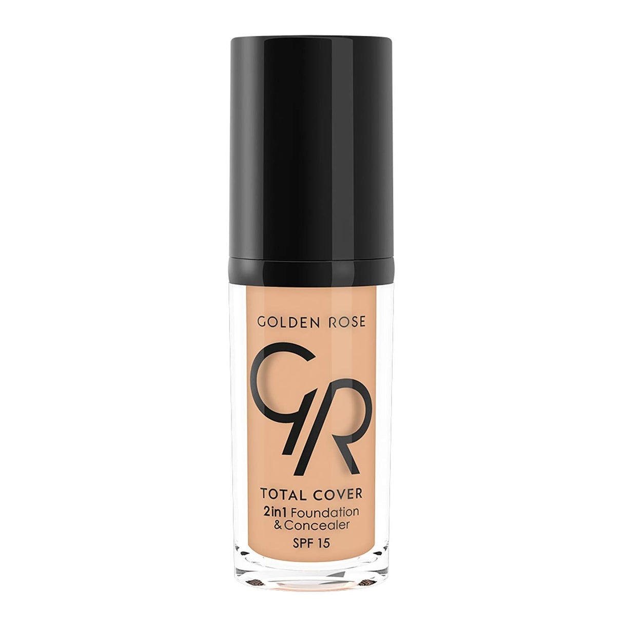Golden Rose Total Cover 12 Light Beige 2 in 1 Foundation and Concealer - High Coverage, Lightweight Makeup with SPF 15