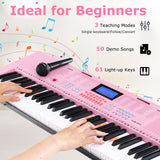 Teclado de piano eléctrico de 61 teclas para principiantes