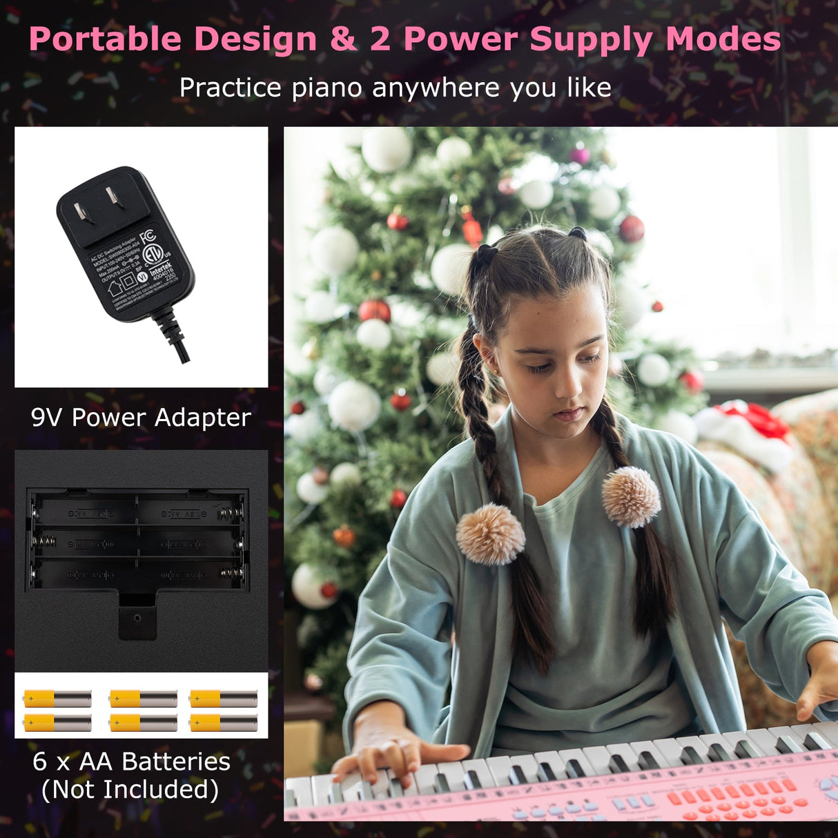 Teclado de piano eléctrico de 61 teclas para principiantes