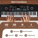 61 Key Electric Portable Digital Keyboard Piano for Beginner-Black