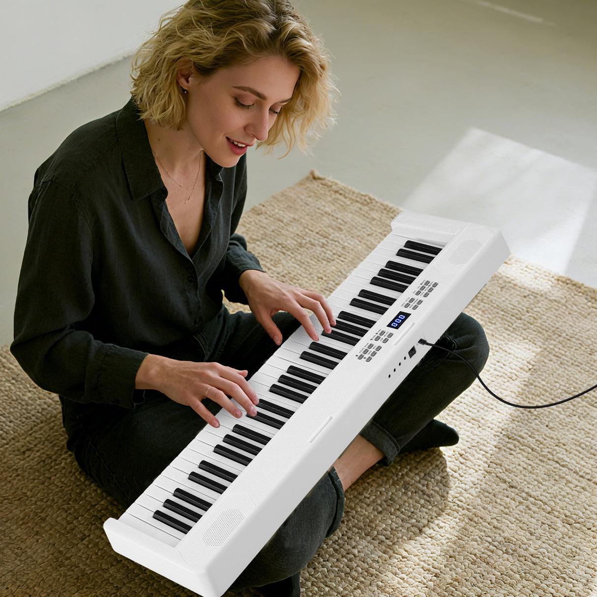 61-Key Foldable Piano Keyboard Full-size Electronic Keyboard with MIDI and Split Function