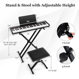 Teclado electrónico portátil de 61 teclas con piano digital completo, soporte y taburete