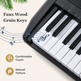 61 Keys Beginners Piano Keyboard Electric Keyboard Kit with Adjustable Stand and Stool-Black