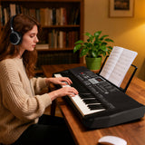 Teclado Portátil de 61 Teclas para Principiantes Kit de Teclado de Piano Eléctrico con 200 Ritmos y 200 Tonos - Negro