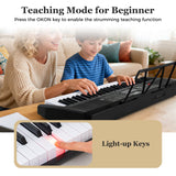 Teclado Portátil de 61 Teclas para Principiantes Kit de Teclado de Piano Eléctrico con 200 Ritmos y 200 Tonos - Negro