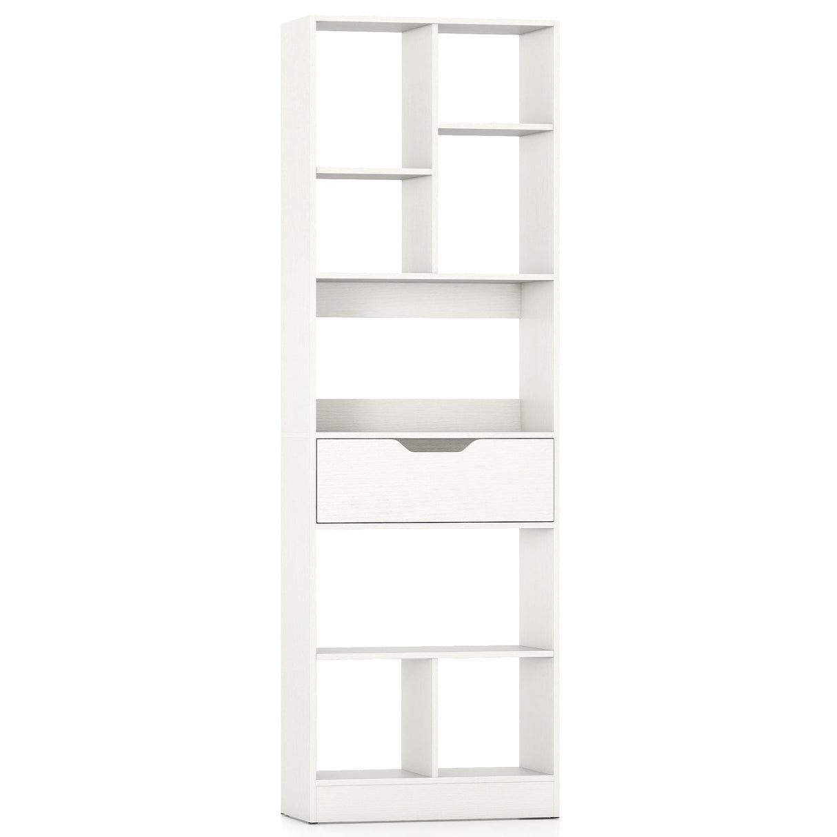 61inch Tall Freestanding Bookcase with Drawer 8-Cube Storage Organizer