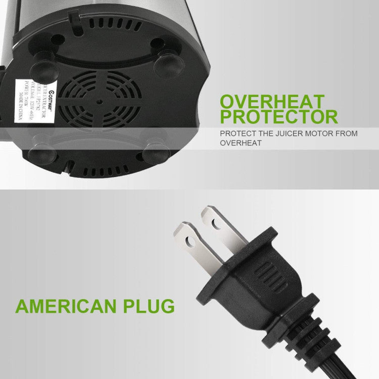 Exprimidor eléctrico de 2 velocidades para frutas y verduras