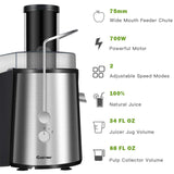 Exprimidor eléctrico de 2 velocidades para frutas y verduras