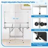 Mesa de peluquería canina plegable con brazos ajustables en altura - Negra