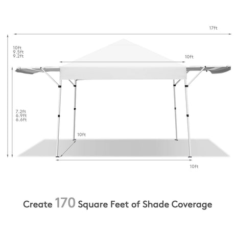 Carpa plegable de 17 x 10 pies con toldo instantáneo ajustable