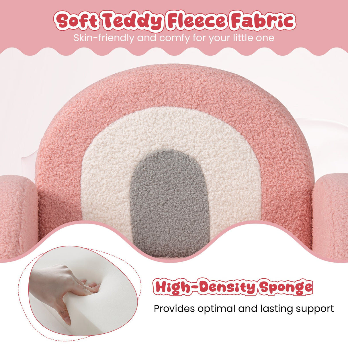 Sillón infantil con cómodo respaldo y reposabrazos - Rosa