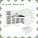 Kids Bookcase with Reading Nook 4-in-1 Standing Toy Organizer-White