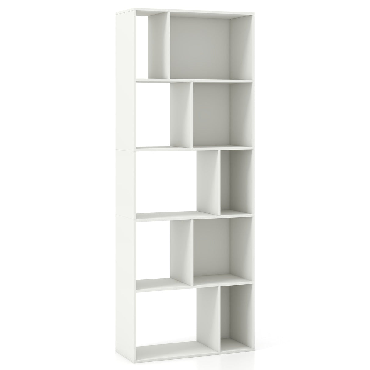 Estantería de 5 niveles y 10 cubos de 63 pulgadas de alto con diseño geométrico - Blanca