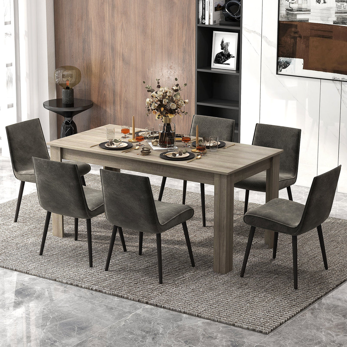 Mesa de comedor/cocina rectangular moderna de 63 pulgadas