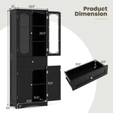 63 Inch Tall Bathroom Storage Cabinet with 2 Glass Doors and Adjustable Shelves Drawer