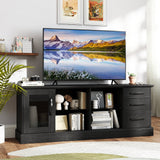 Mueble de TV de 63 pulgadas con 3 cajones y 2 estantes de cristal