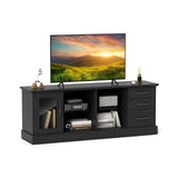 Mueble de TV de 63 pulgadas con 3 cajones y 2 estantes de cristal