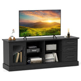 Mueble de TV de 63 pulgadas con 3 cajones y 2 estantes de cristal
