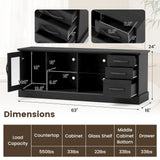 Mueble de TV de 63 pulgadas con 3 cajones y 2 estantes de cristal