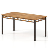 Mesa de comedor de exterior de 63" con tablero de listones de madera de acacia