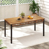 Mesa de comedor de exterior de 63" con tablero de listones de madera de acacia