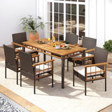 Mesa de comedor de exterior de 63" con tablero de listones de madera de acacia