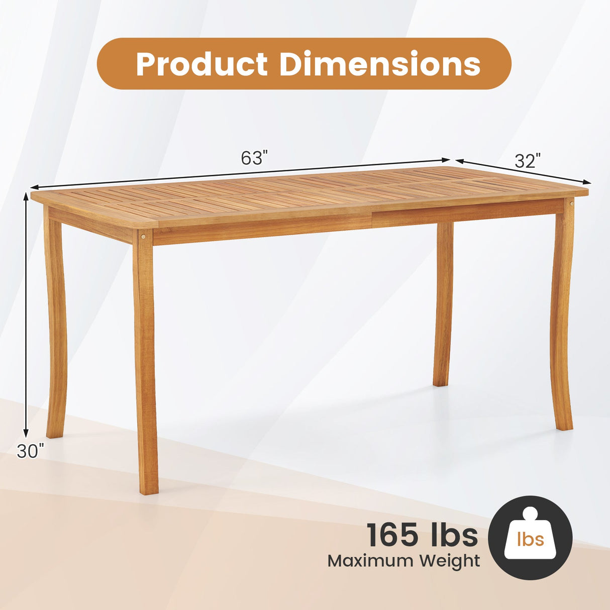 Mesa de comedor de exterior de 63 pulgadas con orificio para sombrilla, muebles de bistró estilo casa de campo
