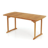 Mesa de comedor de exterior de 160 cm con orificio para sombrilla y tablero de listones