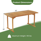 Mesa de comedor de exterior de 160 cm con orificio para sombrilla y tablero de listones
