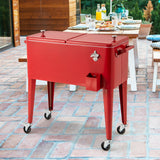 Carrito enfriador portátil rojo para patio exterior