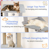 64 Inch Tall Cat Tree with 2 Large Condos and Jute Scratching Posts for Indoor Adult Cats