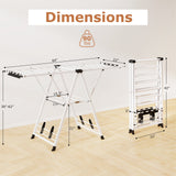 64 Inches Clothes Drying Rack with Height Adjustable Wings