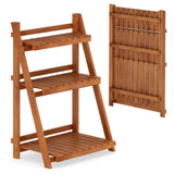 Soporte plegable de madera maciza de 3 niveles para plantas para balcón o patio