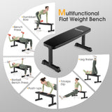 Banco de pesas plano de 660 LBS, banco de entrenamiento de fuerza de servicio pesado - Negro