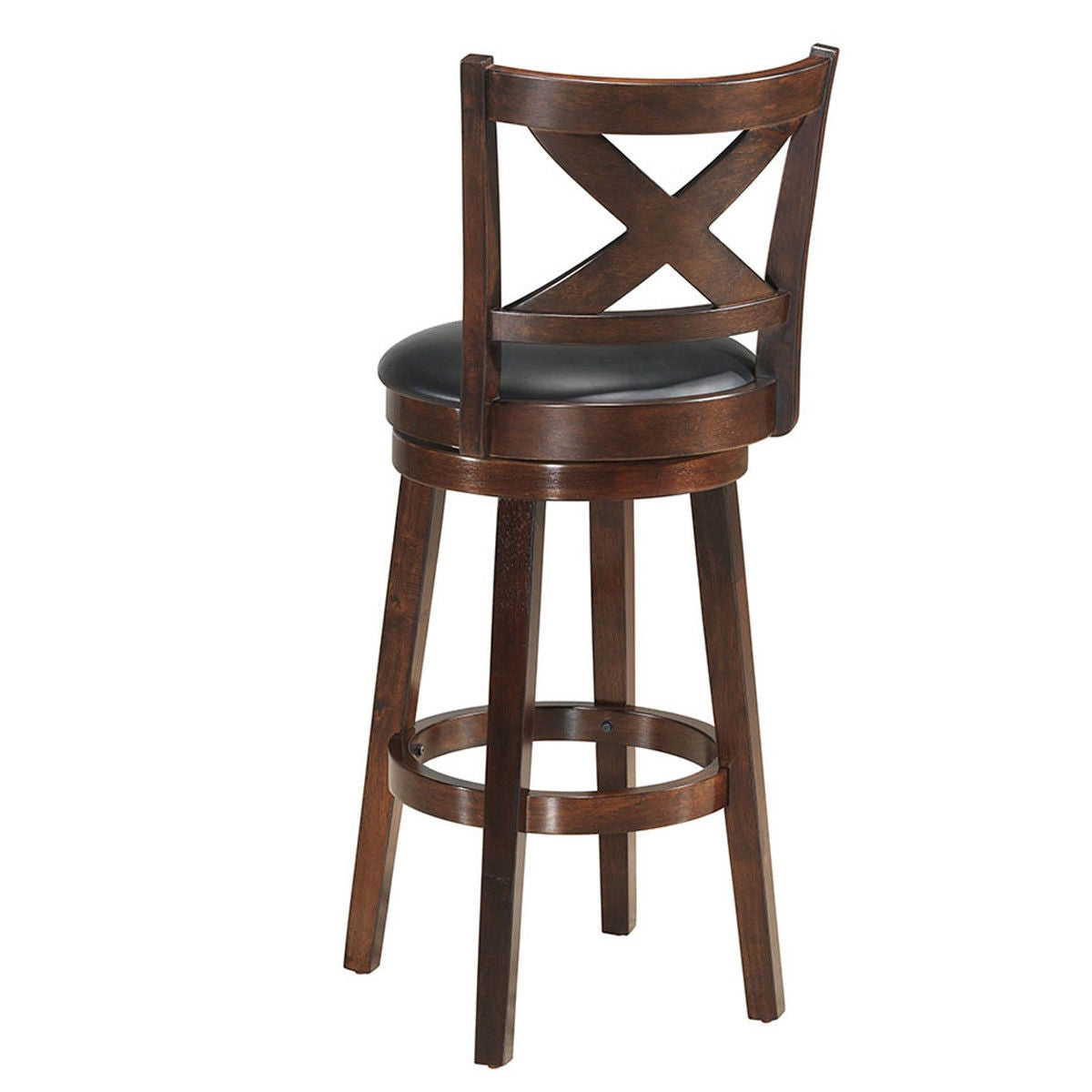 Taburete de bar giratorio con respaldo en X y asiento tapizado en PVC a la altura del mostrador