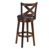 Taburete de bar giratorio con respaldo en X y asiento tapizado en PVC a la altura del mostrador