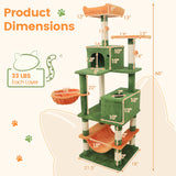 66 Inch Tall Cat Tree Multi-Level Cat Tower with 2 Condos Sisal Scratching Posts