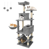 66 Inch Tall Cat Tree Multi-Level Cat Tower with 2 Condos Sisal Scratching Posts