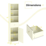 67 Inch Tall Bathroom Cabinet Narrow Floor Cabinet with Fluted Door